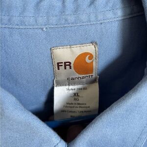 Carhartt Light Blue FR Work Shirt with Orange Logo